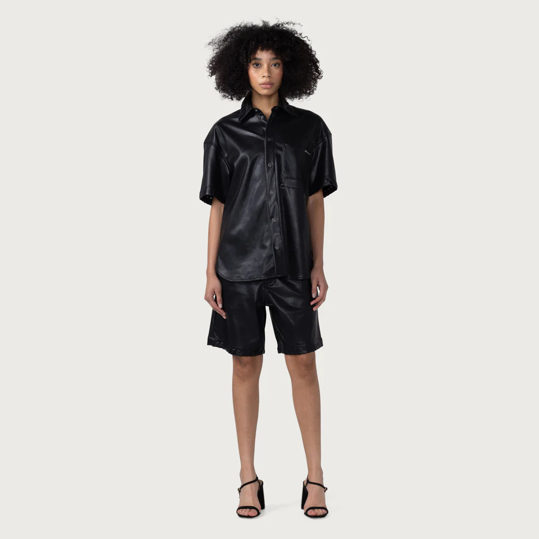 W VEGAN LEATHER BOX SHIRT