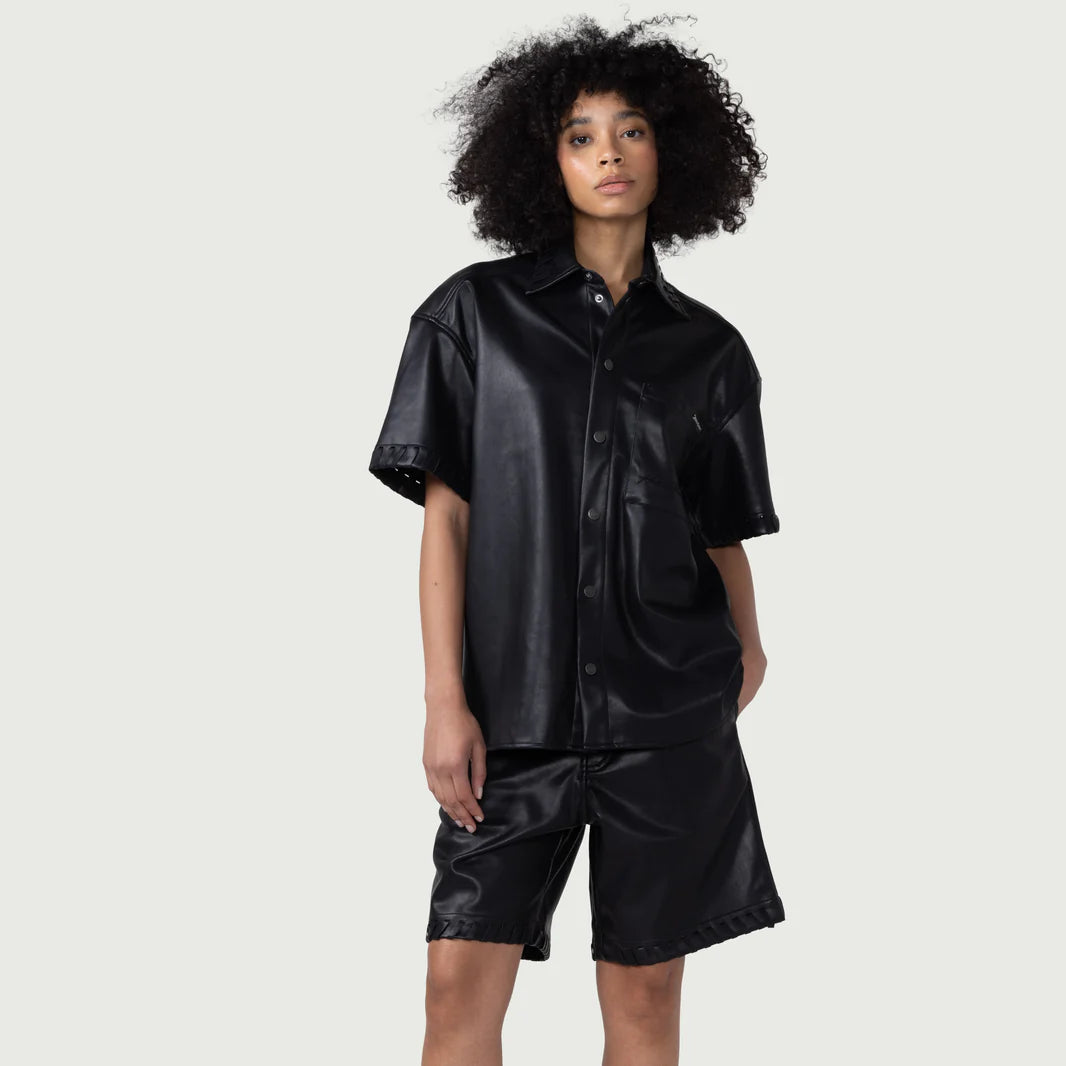 W VEGAN LEATHER BOX SHIRT