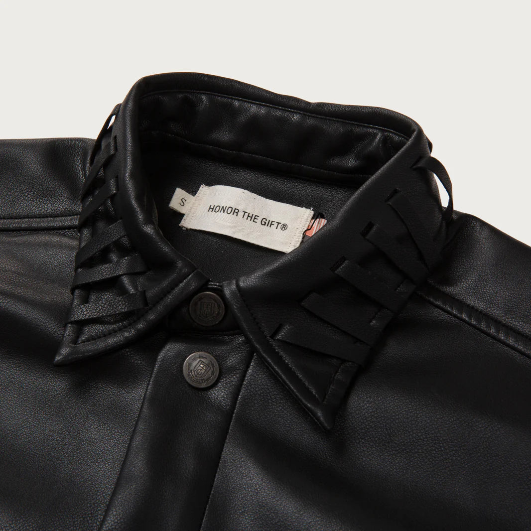 W VEGAN LEATHER BOX SHIRT