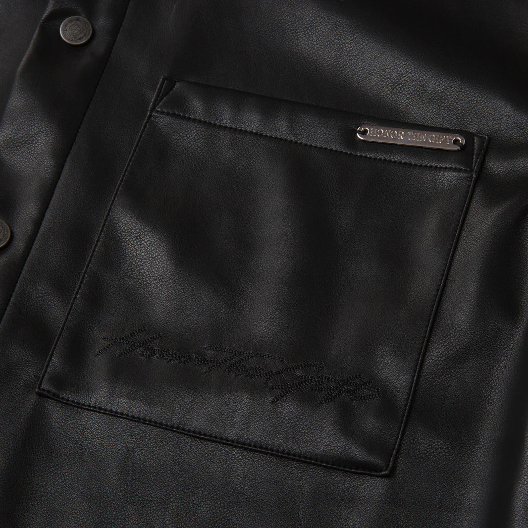 W VEGAN LEATHER BOX SHIRT
