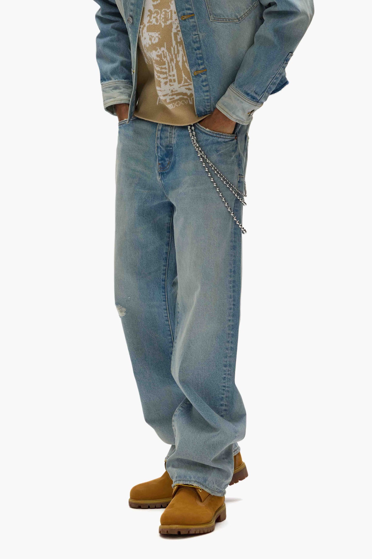 Purple Denim P018 Basalt Distressed Light Indigo