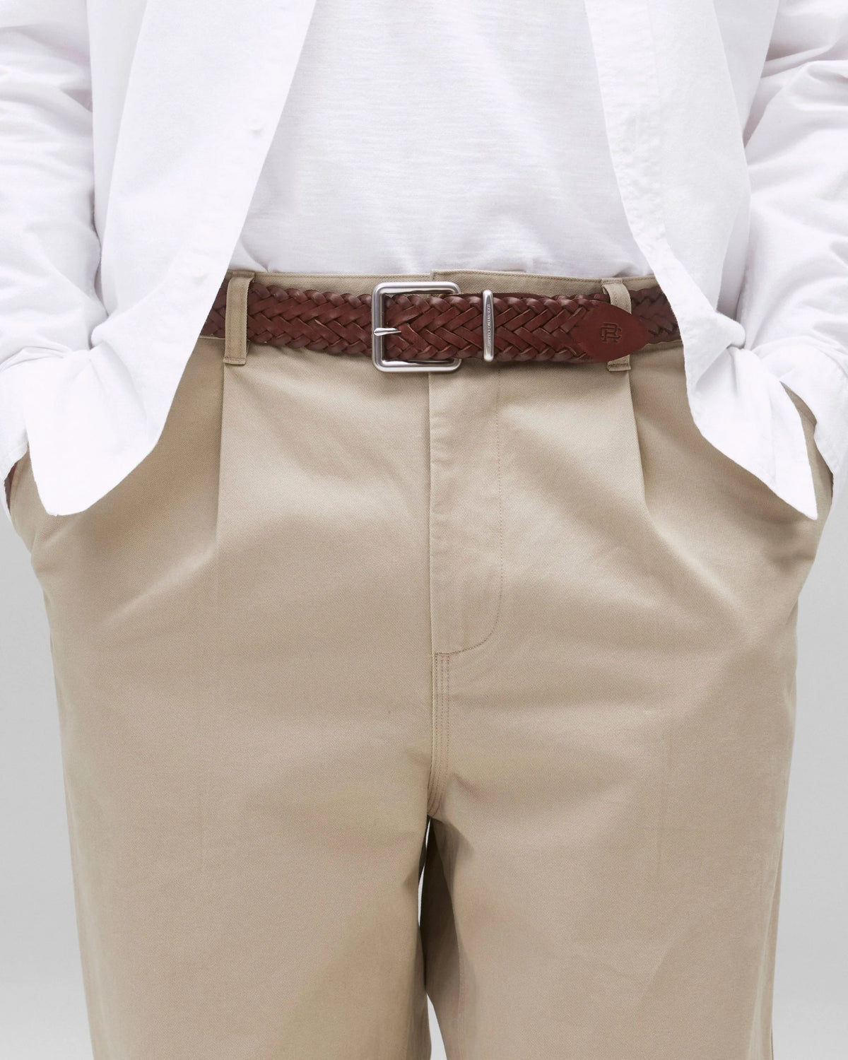 Reigning Champ Braided Leather Belt Brown