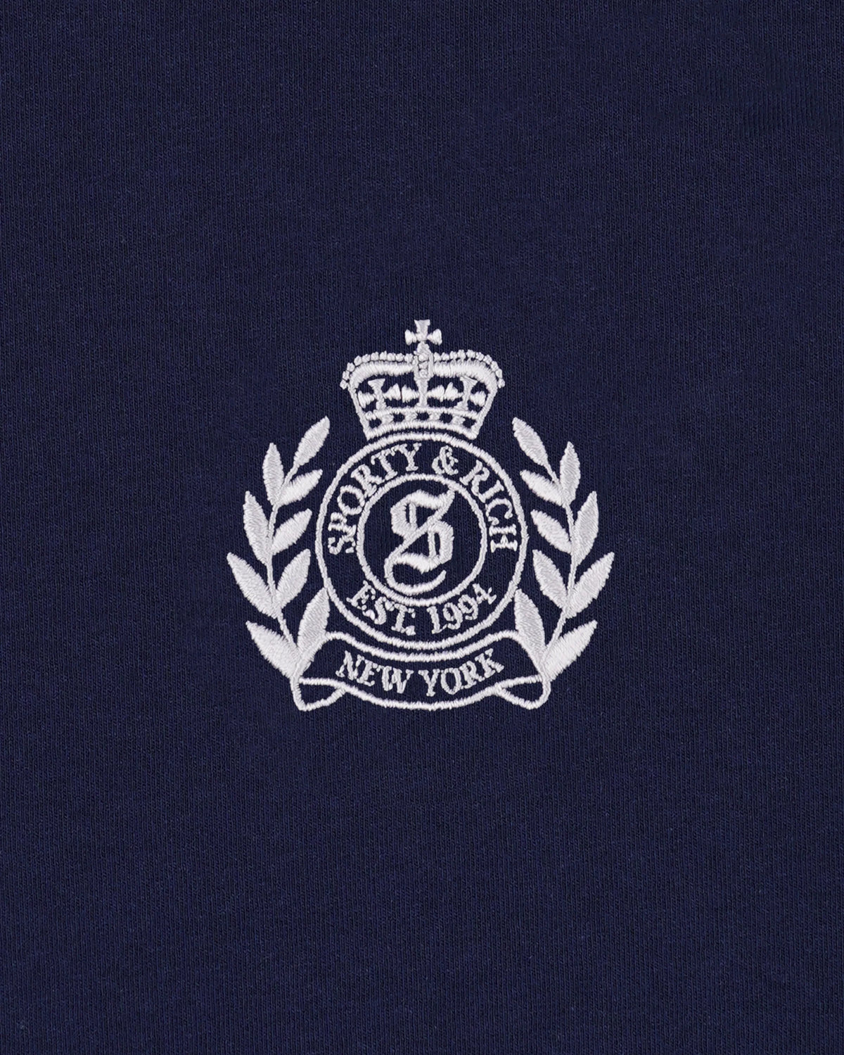 Sporty & Rich W NY Crest Embroidered Quarter Zip Dark Navy