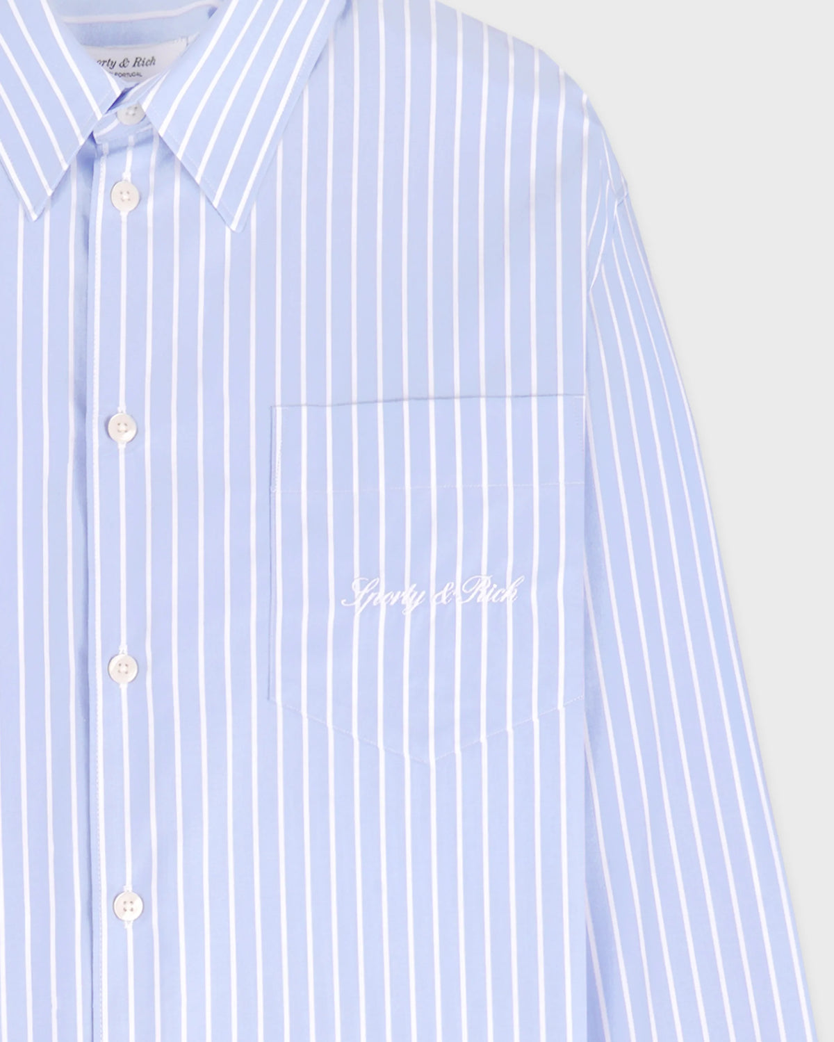 Sporty & Rich W Signature Logo Oversized Shirt Mist Striped