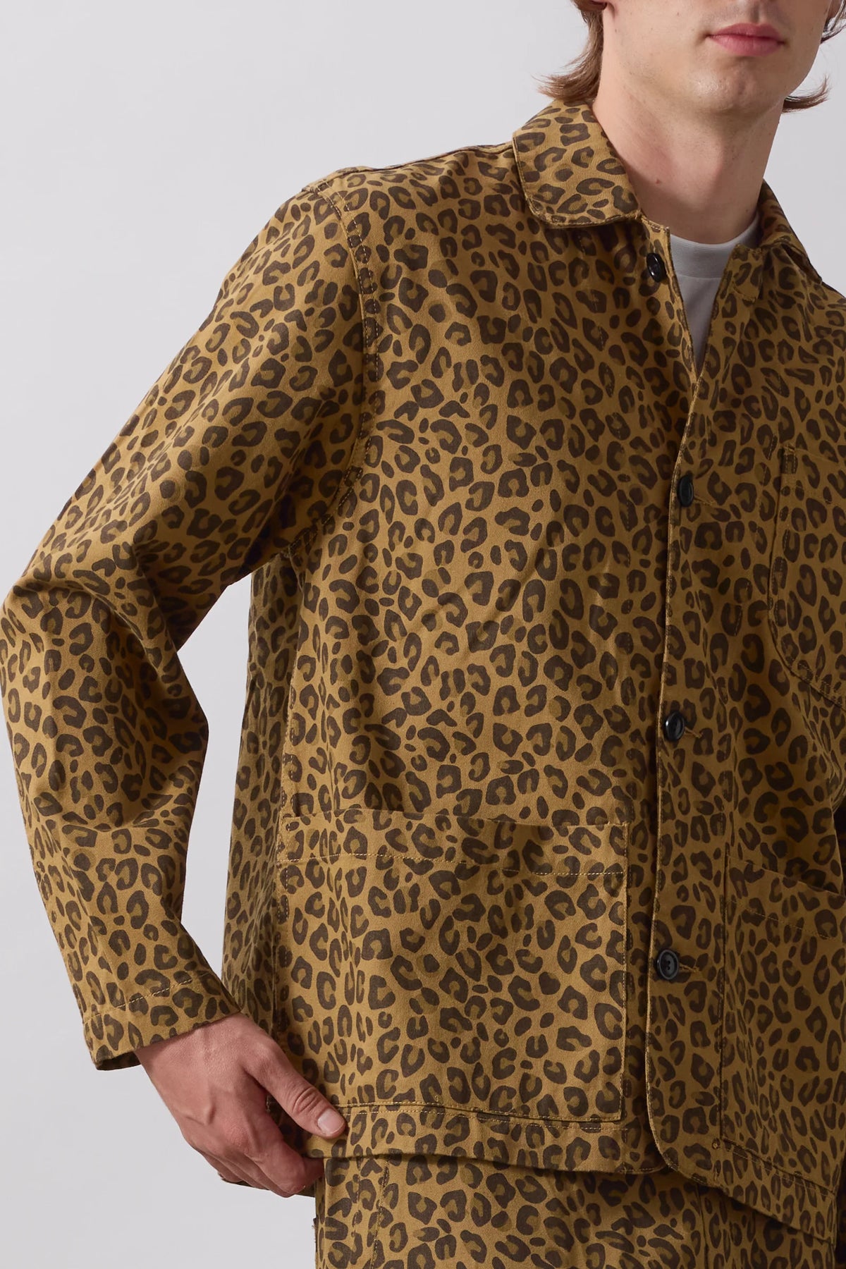Service Works Patterned Easy Chef Shirt Brown Leopard