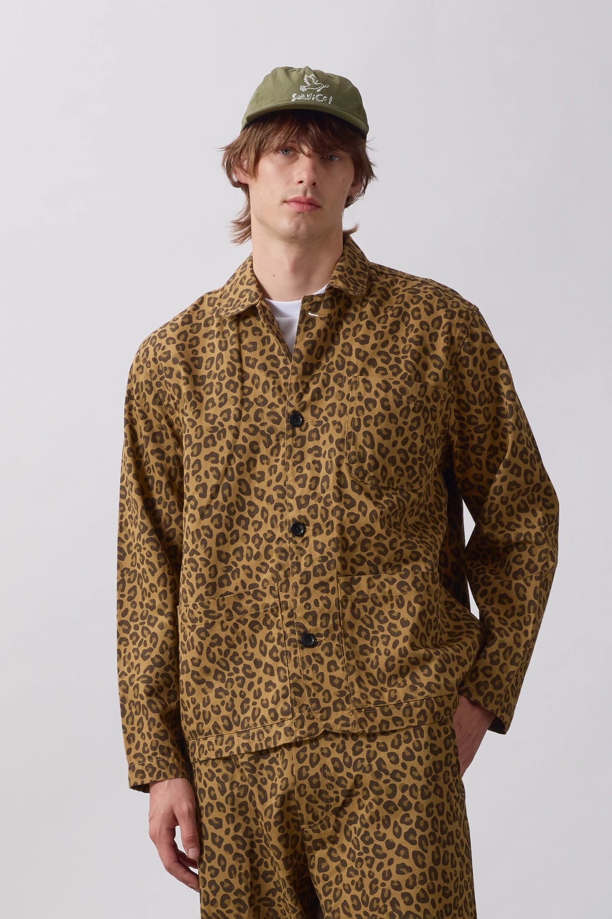 Service Works Patterned Easy Chef Shirt Brown Leopard