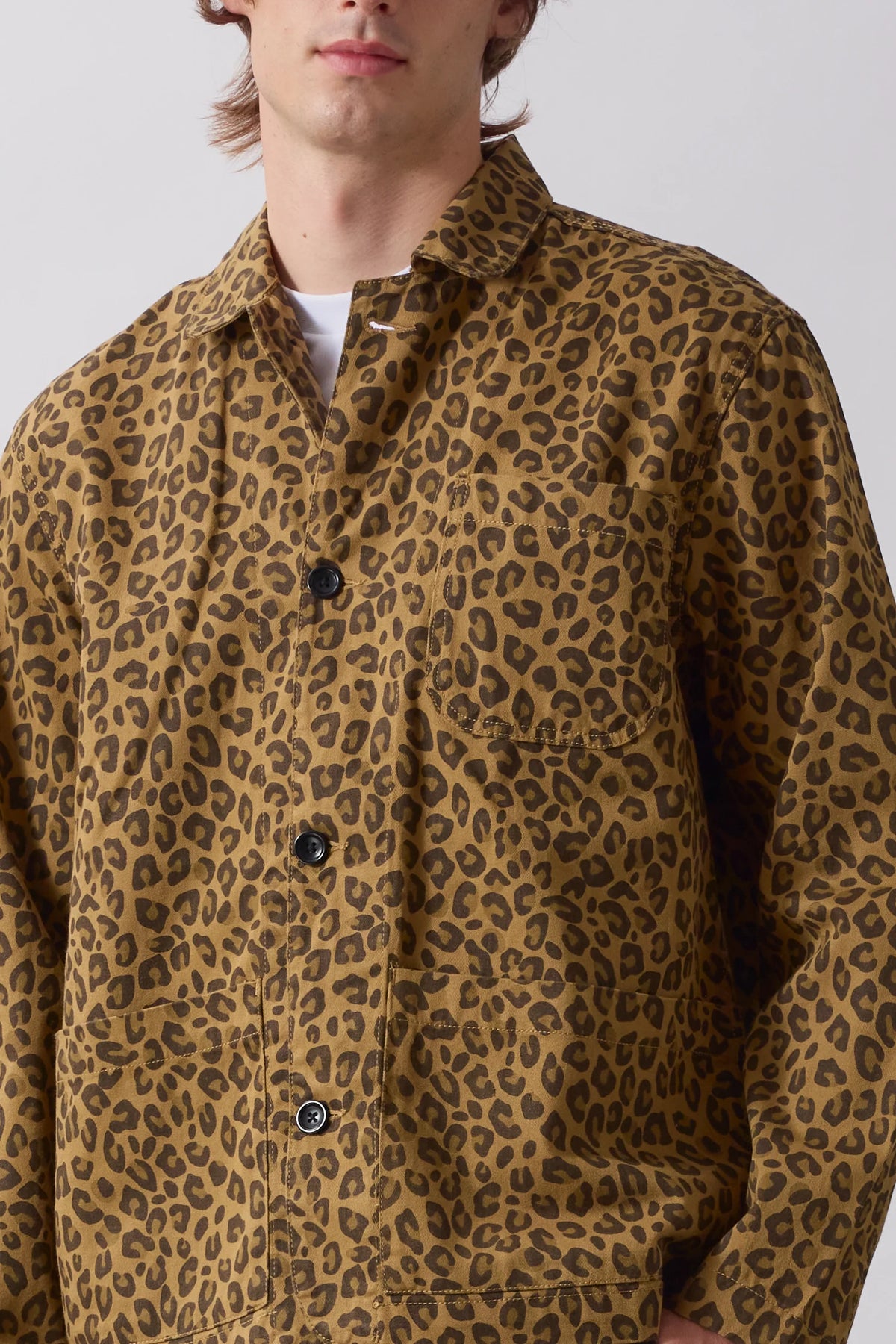 Service Works Patterned Easy Chef Shirt Brown Leopard