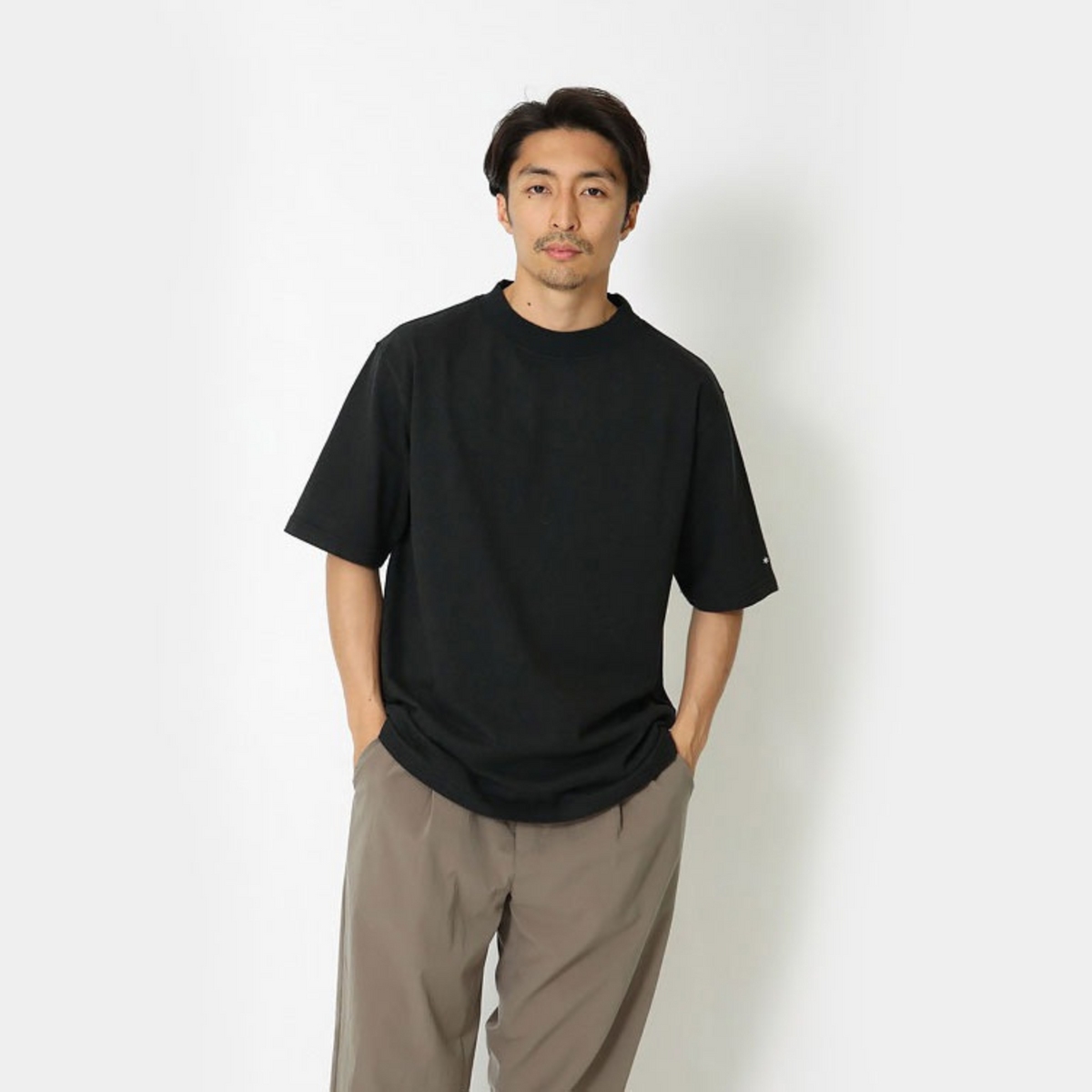 Snow Peak Recycled Cotton Mockneck T-Shirt Black