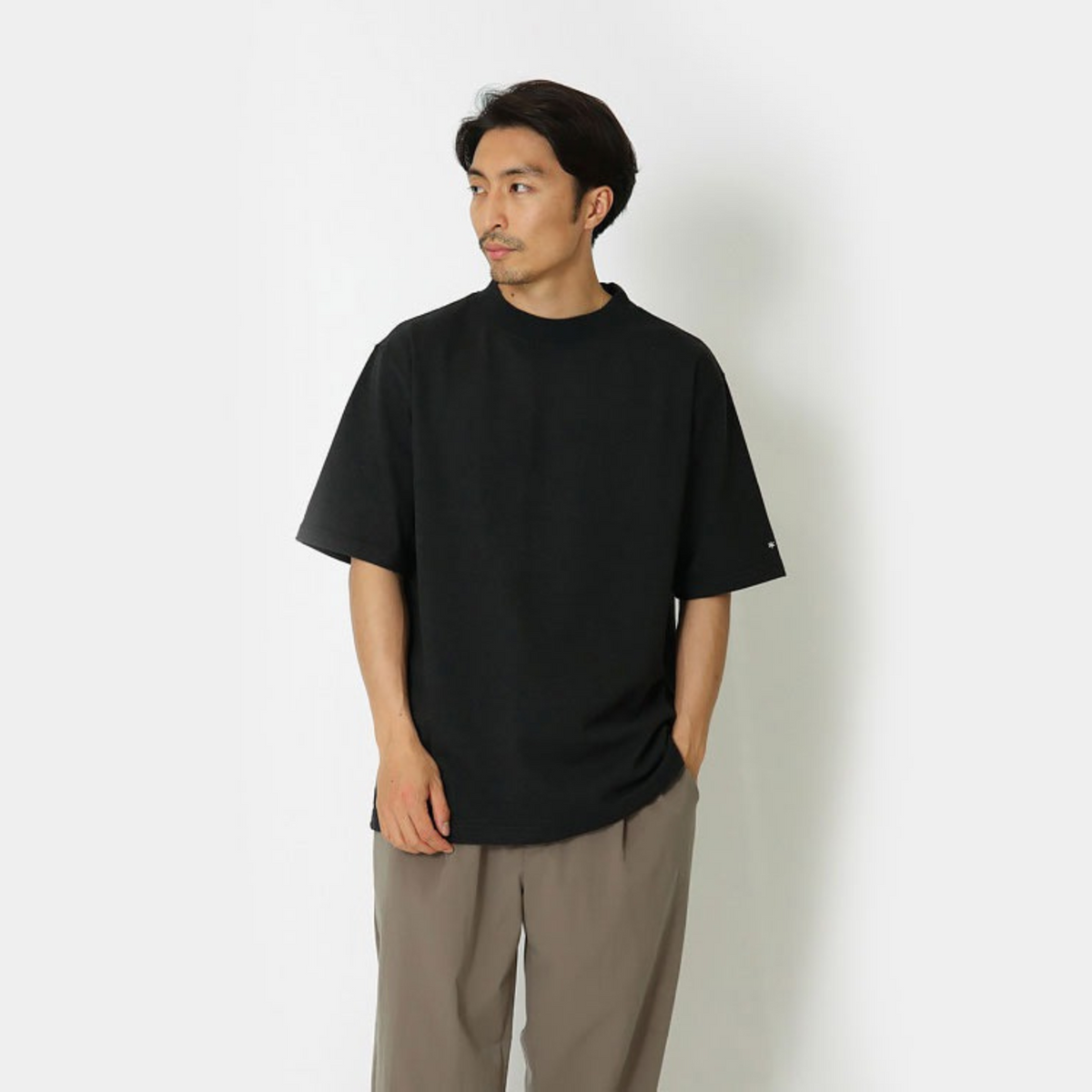 Snow Peak Recycled Cotton Mockneck T-Shirt Black