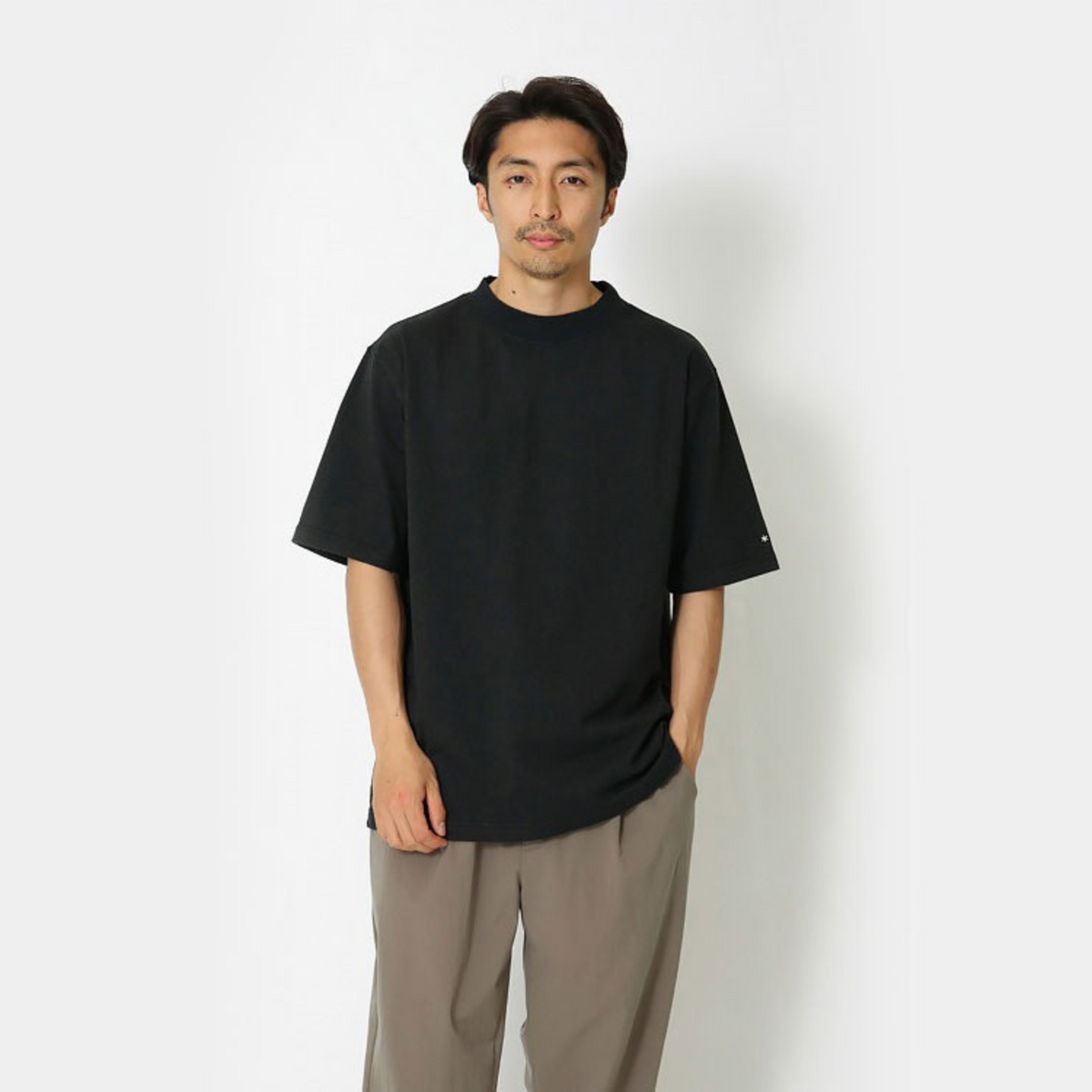 Snow Peak Recycled Cotton Mockneck T-Shirt Black