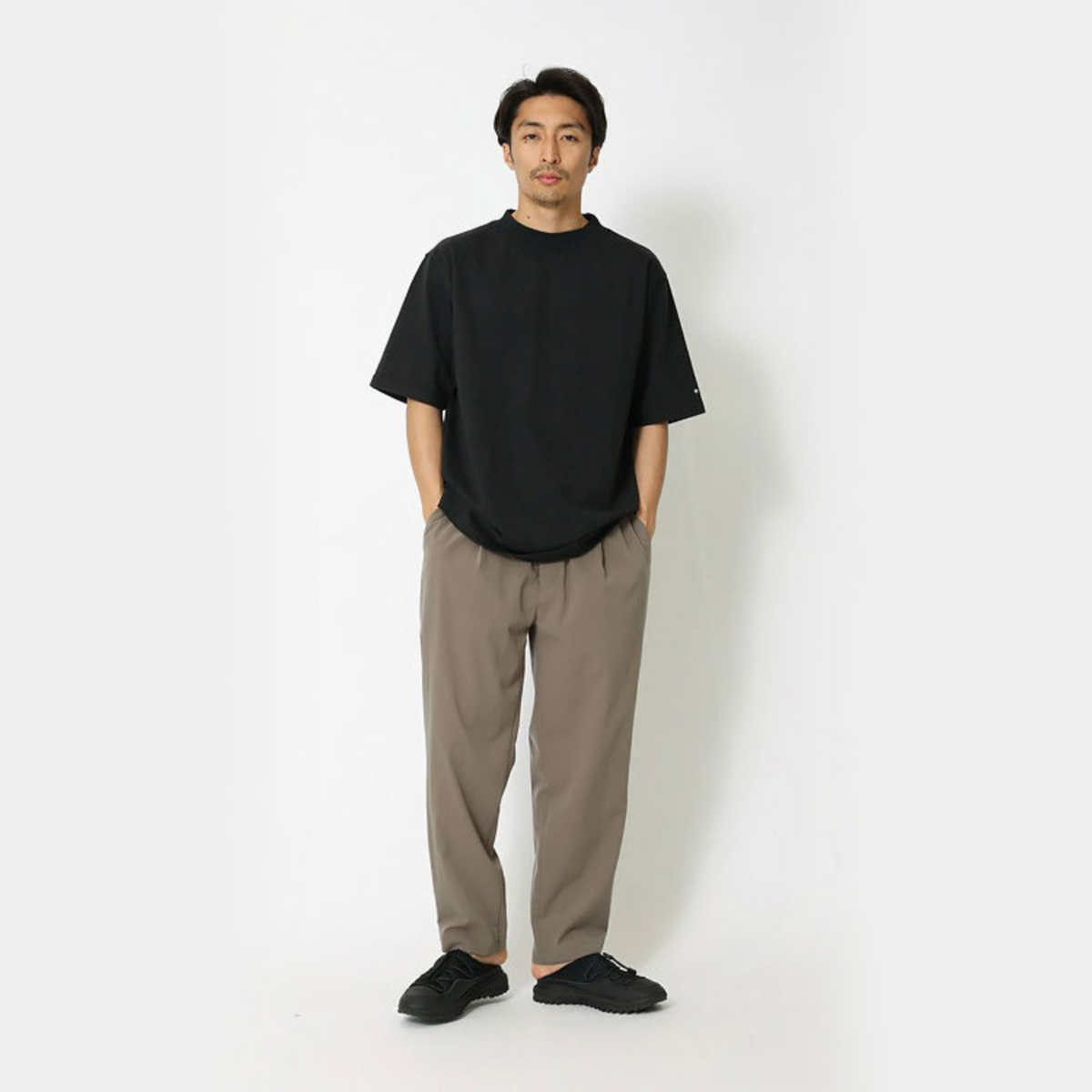 Snow Peak Recycled Cotton Mockneck T-Shirt Black