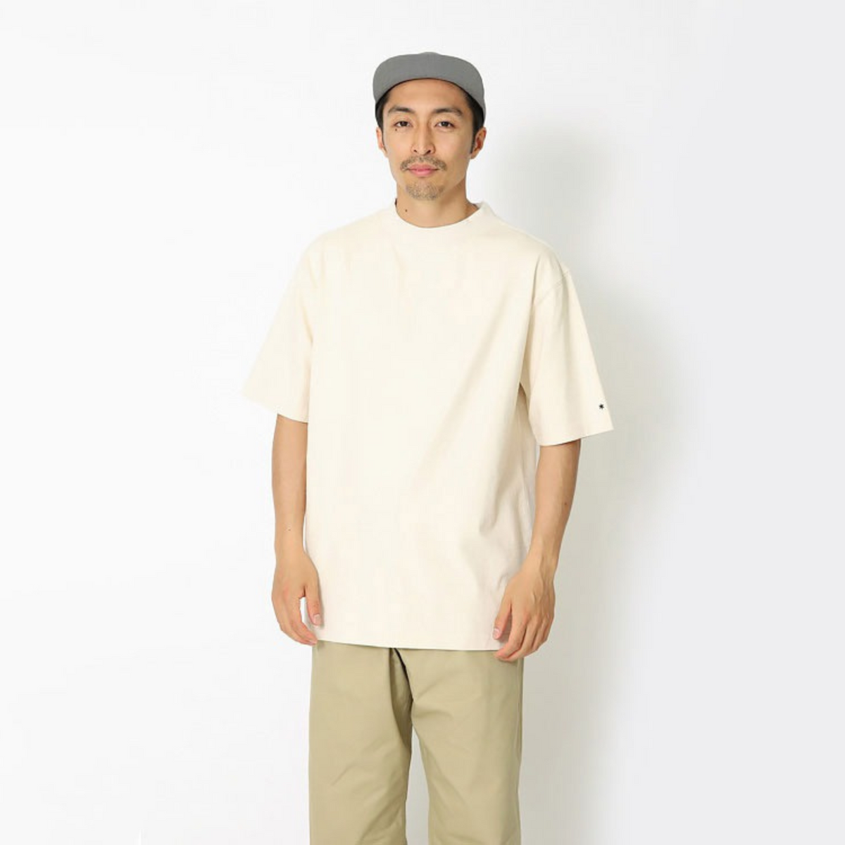Snow Peak Recycled Cotton Mockneck T-Shirt Oatmeal