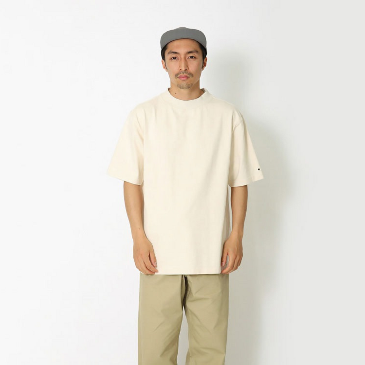Snow Peak Recycled Cotton Mockneck T-Shirt Oatmeal