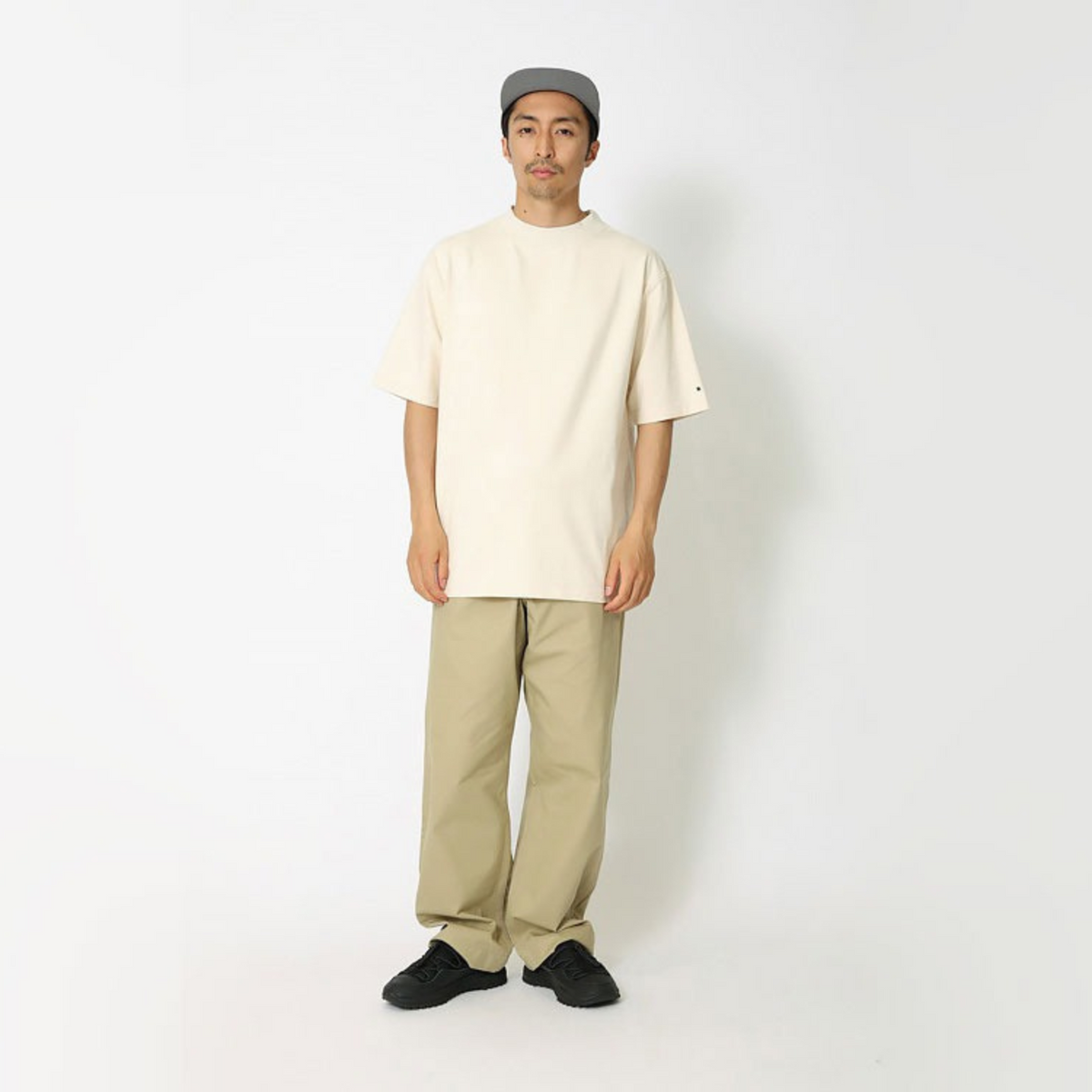 Snow Peak Recycled Cotton Mockneck T-Shirt Oatmeal