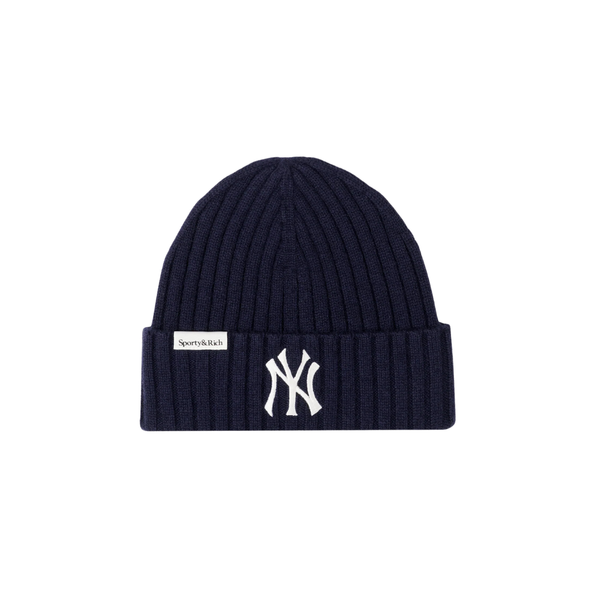 Sporty & Rich Heritage Yankees Serif Cashmere Beanie Dark Navy