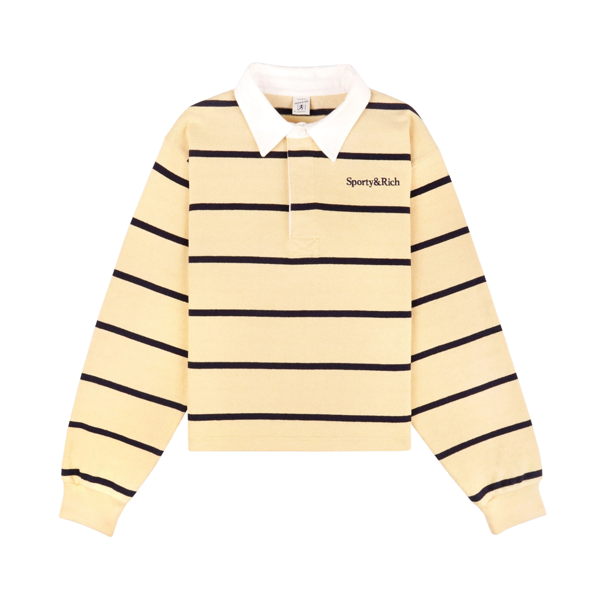 Sporty & Rich W Serif Logo Rugby Polo Almond/Navy