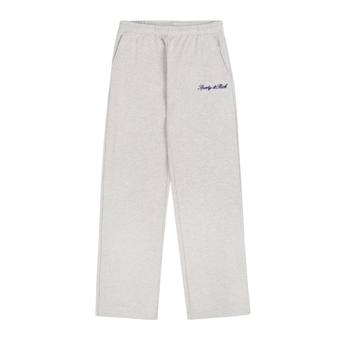 Sporty &amp; Rich W Signature Logo Embroidered Wide Sweatpant Heather Gray