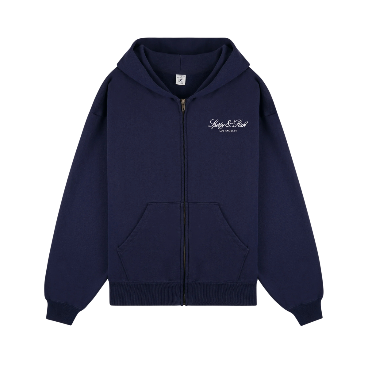 Sporty & Rich W Vendome LA Embroidered Zip Hoodies Dark Navy White