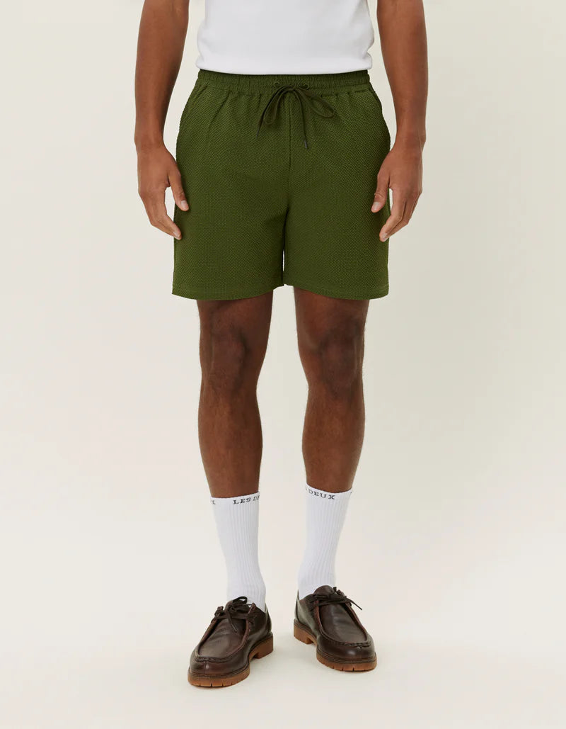 Les Deux Stan Seersucker Swim Shorts 2.0 Chive Green