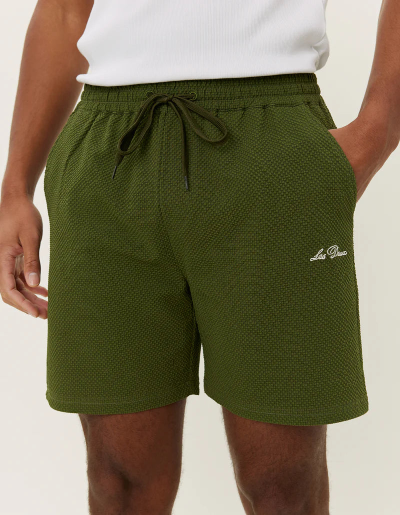 Les Deux Stan Seersucker Swim Shorts 2.0 Chive Green