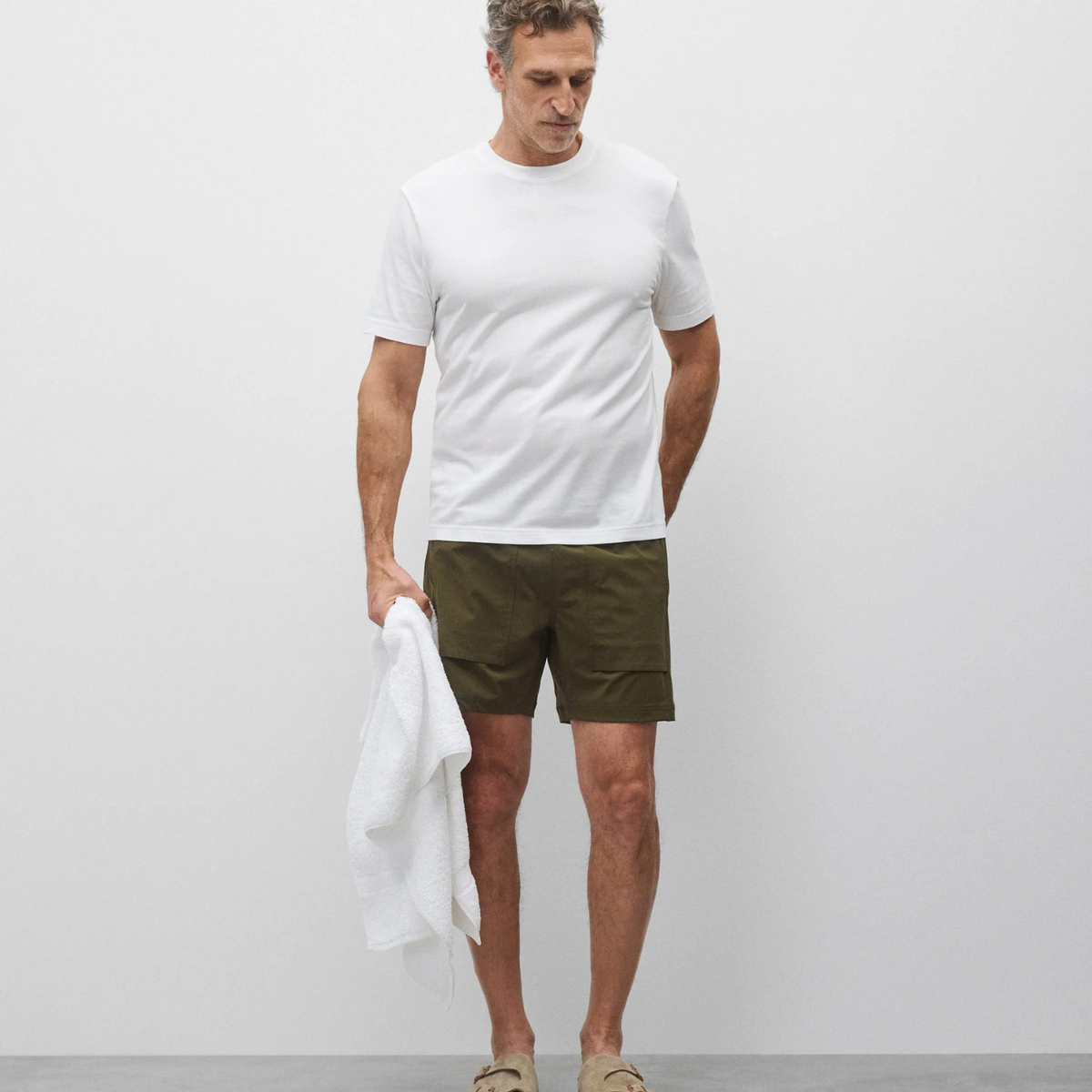 Stretch Nylon Utility Standard Swim Short Olive