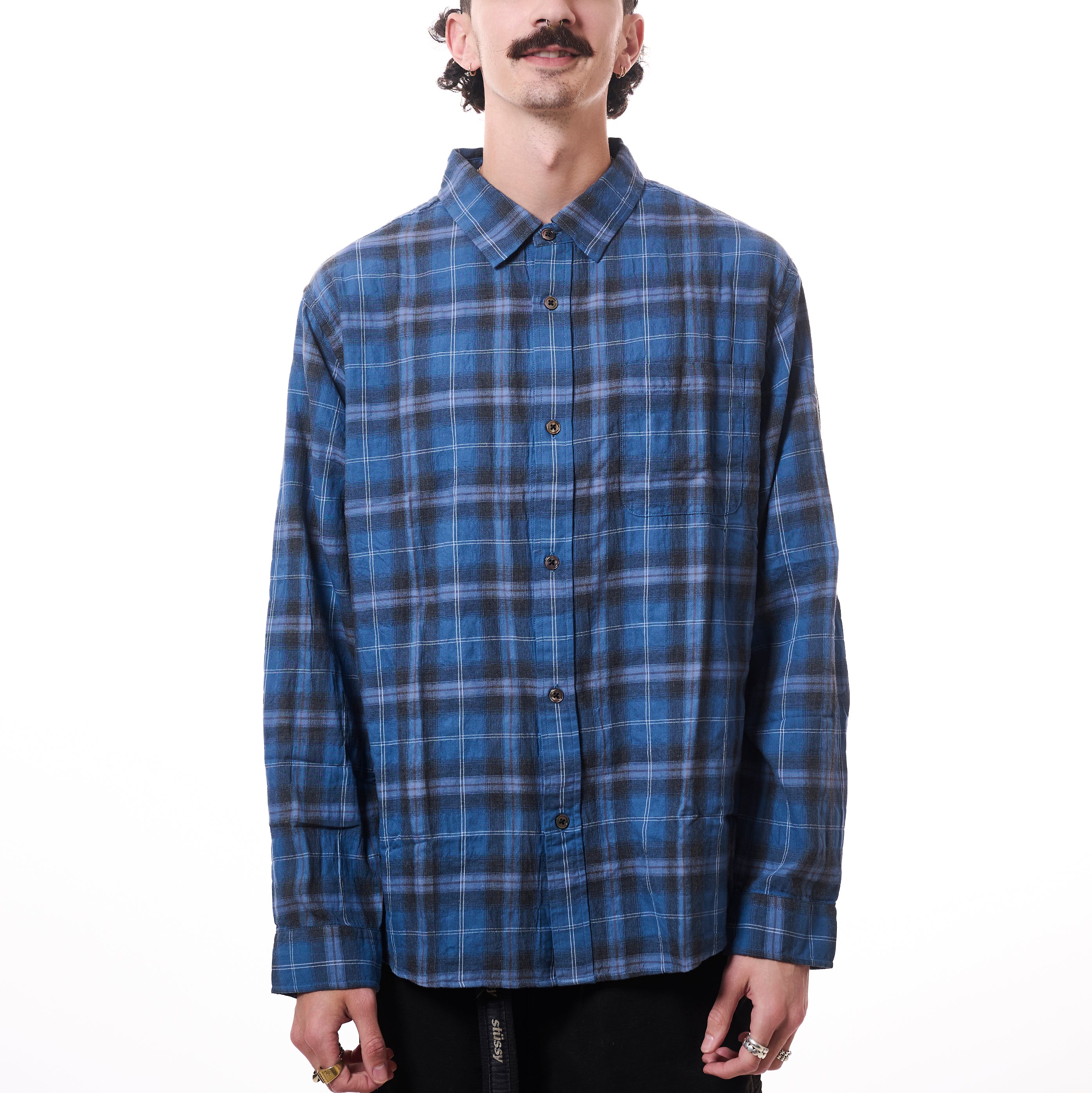 トップス stussy 25SS beach plaid shirts Stussy Beach Plaid Shirt Blue I Momentum - Momentum Clothing