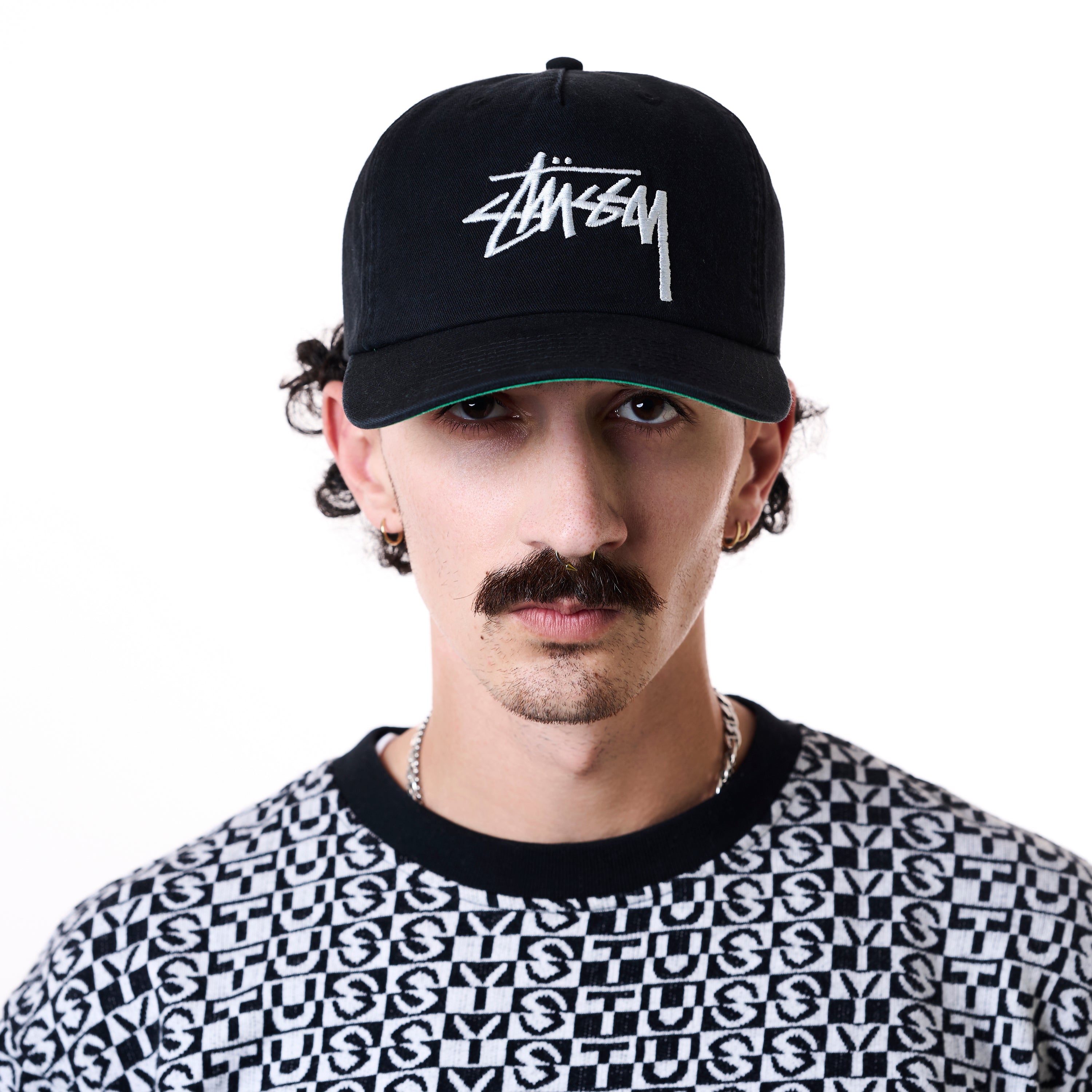 Stussy Big Stock Mid Depth Cap - Shadow Black I Momentum