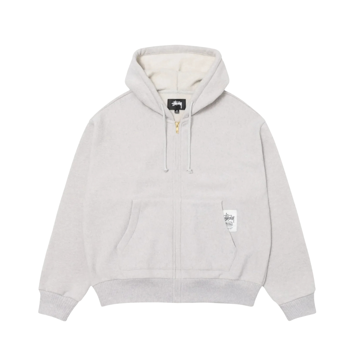 Stussy Brass Zip Knit Hood Ash Heather