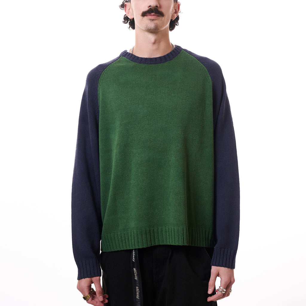 Stussy Colorblocked Raglan Crew - Green I Stussy - Momentum