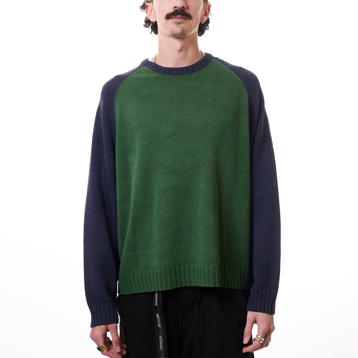 Stussy Colorblocked Raglan Crew - Green