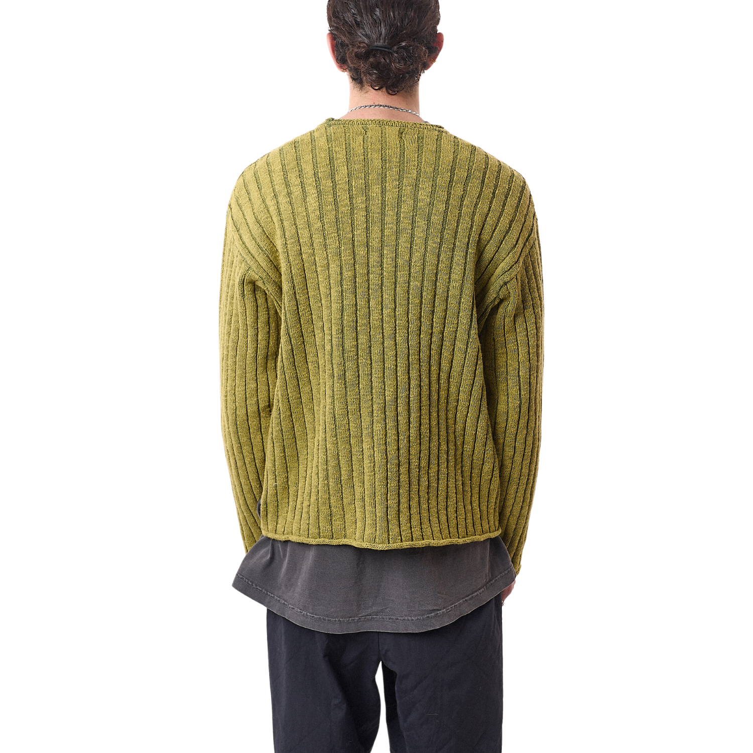 COTTON SLUB RIB CREW M green COTTON SLUB RIB CREW M green