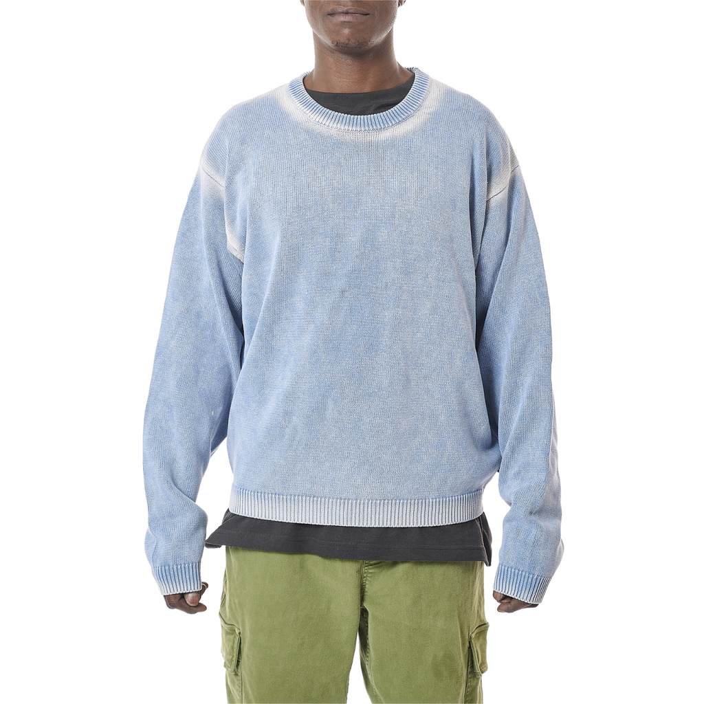 トップス Stussy Faded Cotton Knit Crew L Stussy Faded Cotton Crew - Blue I Momentum - Momentum Clothing