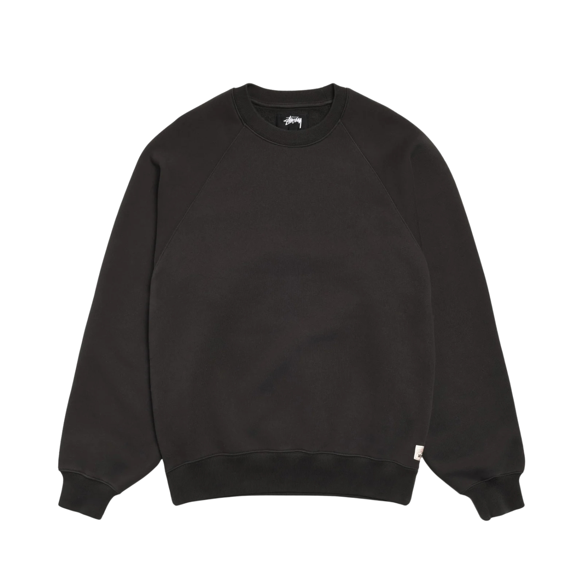 Stussy Fleece Raglan Crew Washed Black
