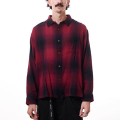 StussyLooseWeavePlaidShirtRed1