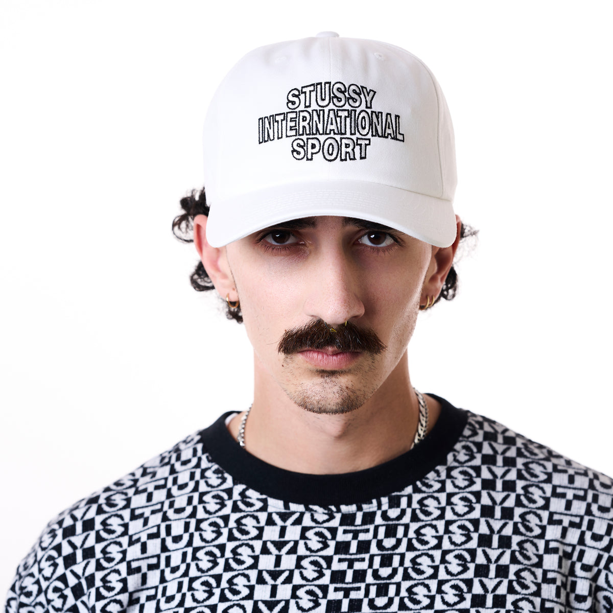Stussy Mid Intenrational Sport Strapback Cap - White