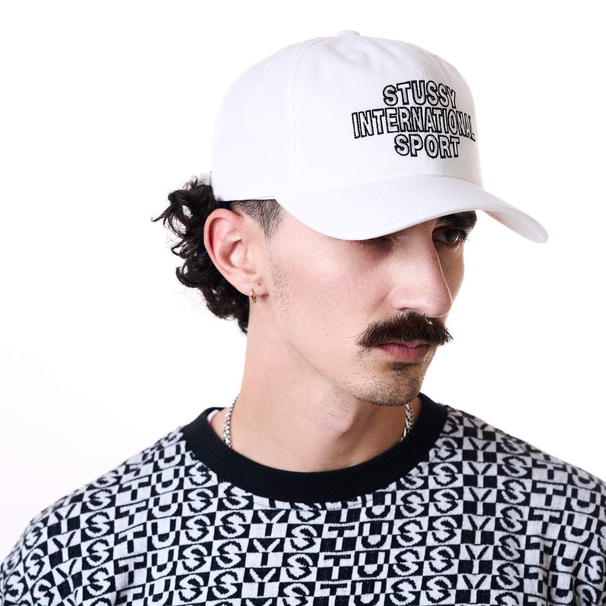Stussy Mid Intenrational Sport Strapback Cap - White
