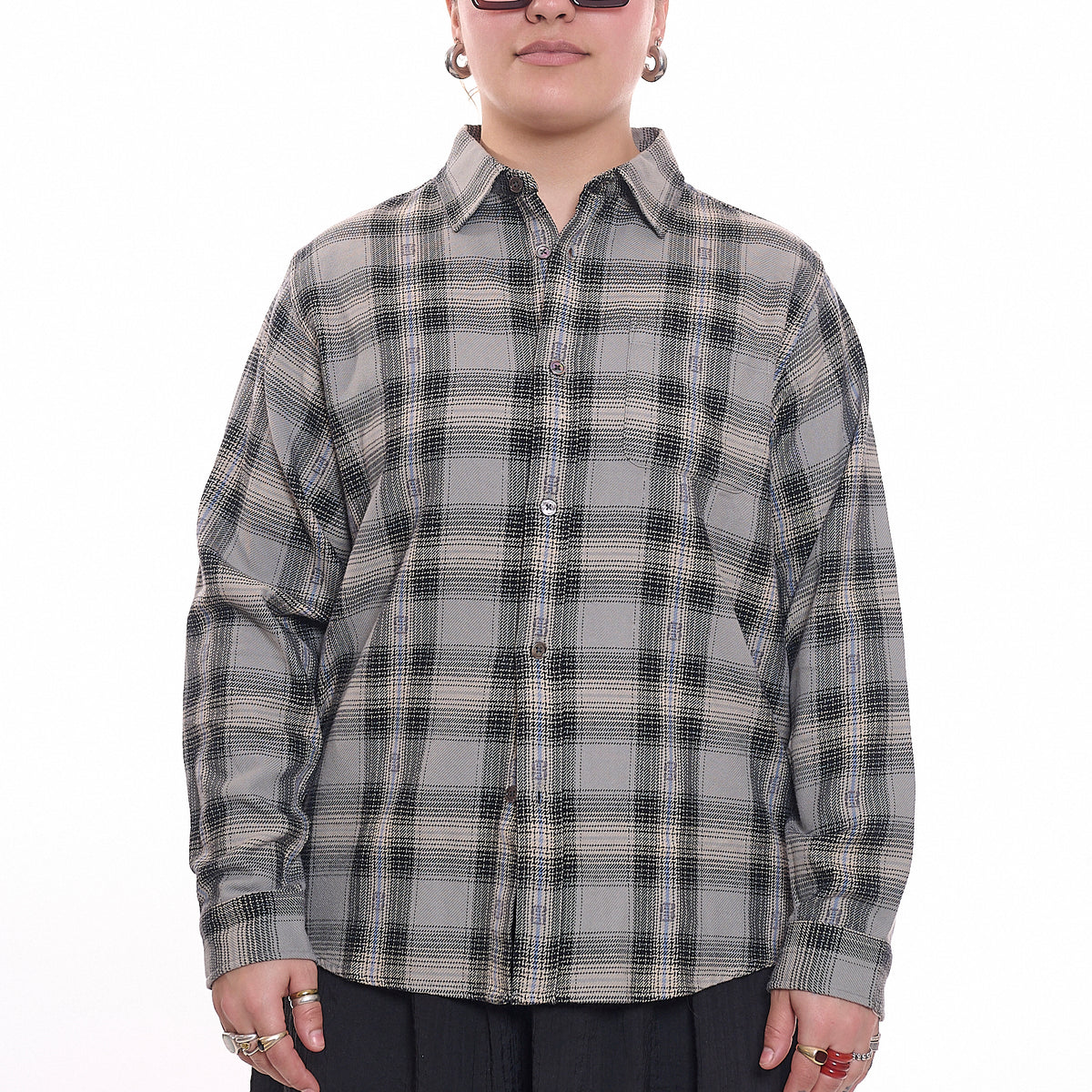 Stussy Motif Plaid Shirt - Grey