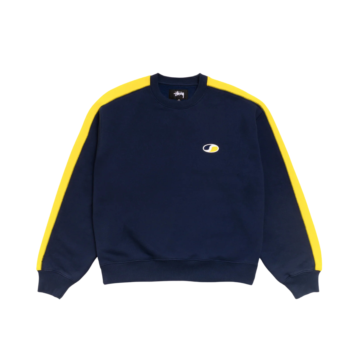 Stussy Paneled Stripe Crew Navy