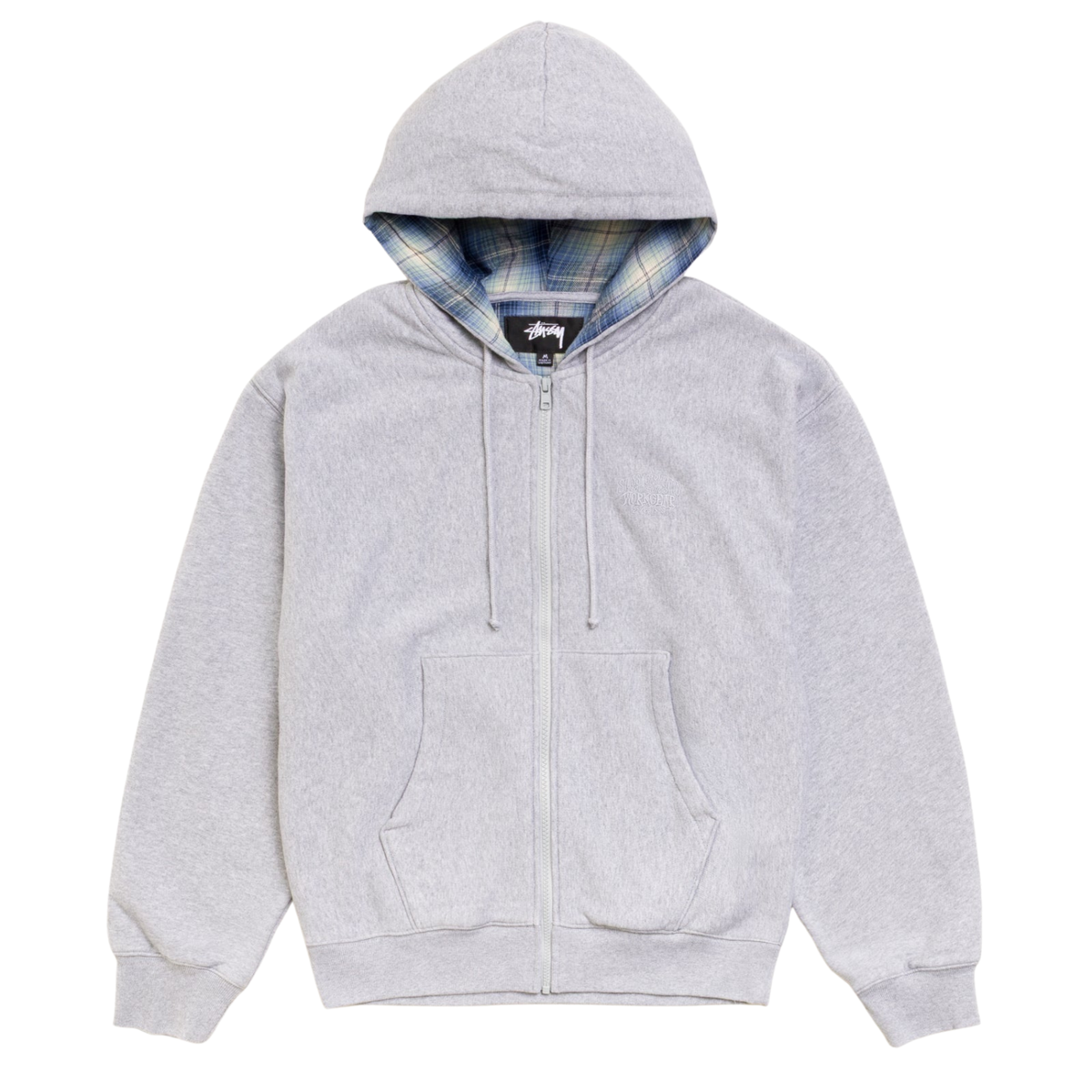 Stussy Plaid Lined Zip Hood Grey Heather 