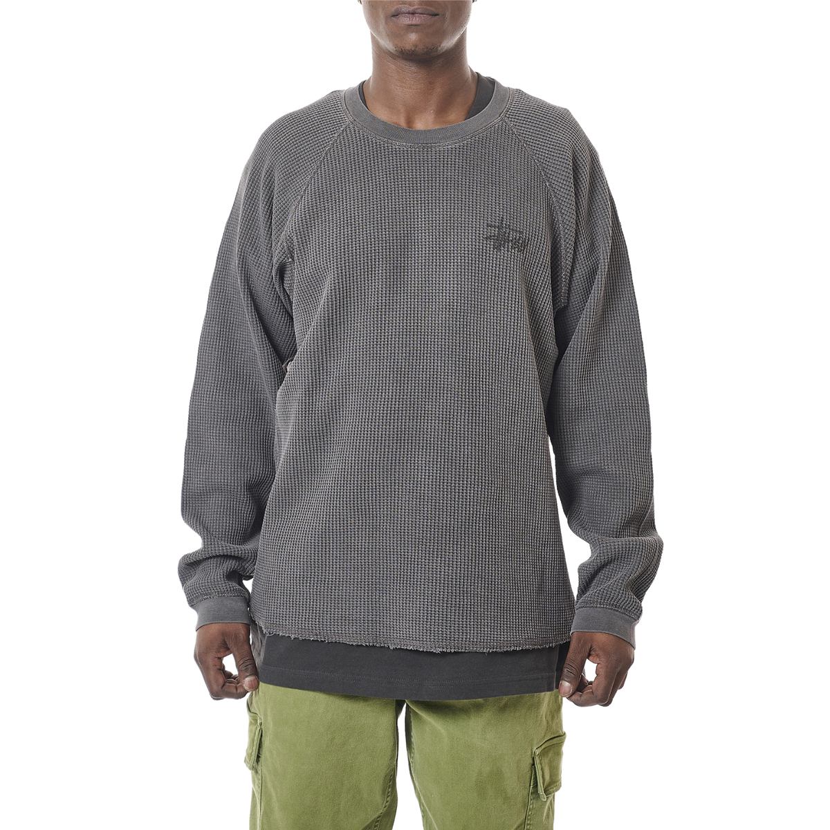 Stussy Raglan Thermal Basic Stock - Washed Black