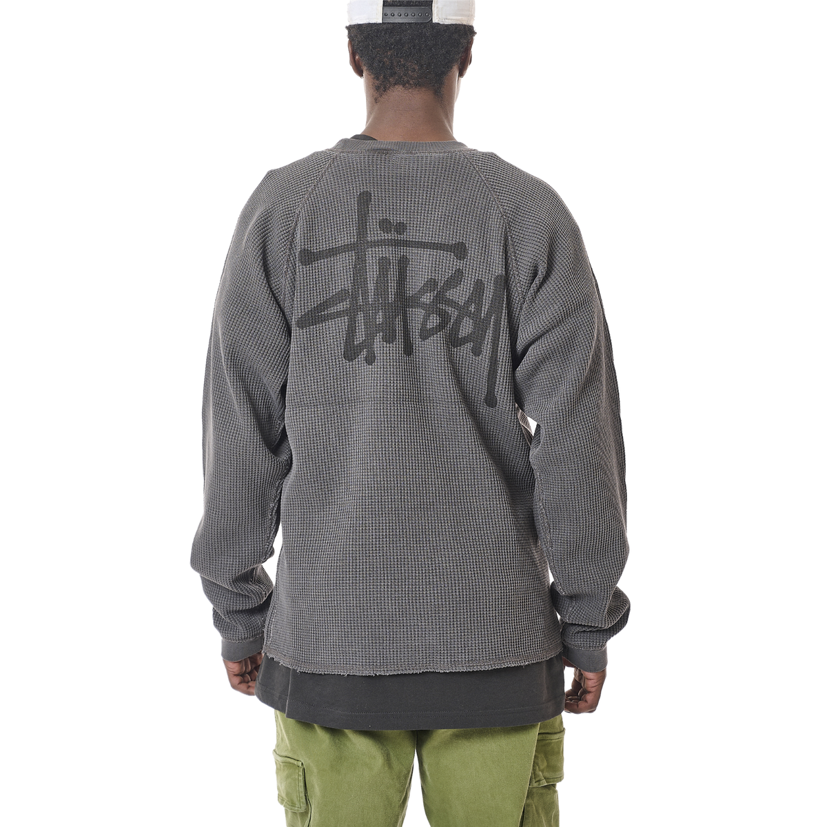 Stussy Raglan Thermal Basic Stock - Washed Black I Momentum