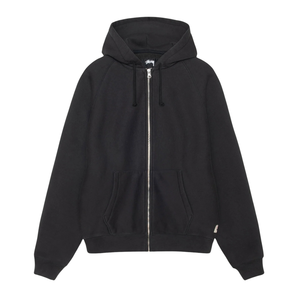 StussyRaglanZipHoodWashedBlack