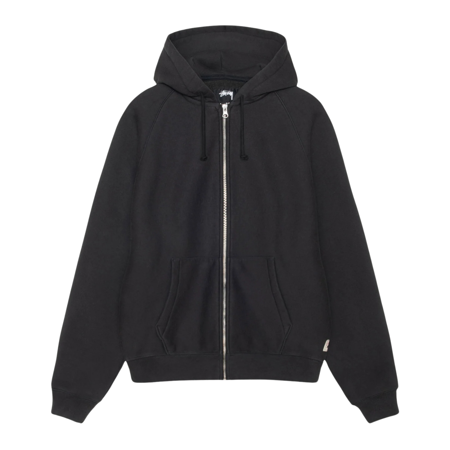 Stussy Raglan Zip Hood Washed Black I Momentum - Momentum Clothing