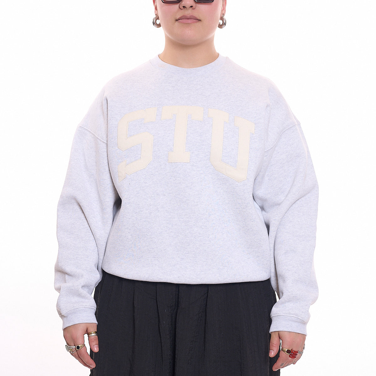 Stussy STU Applique Crew - Ash Heather