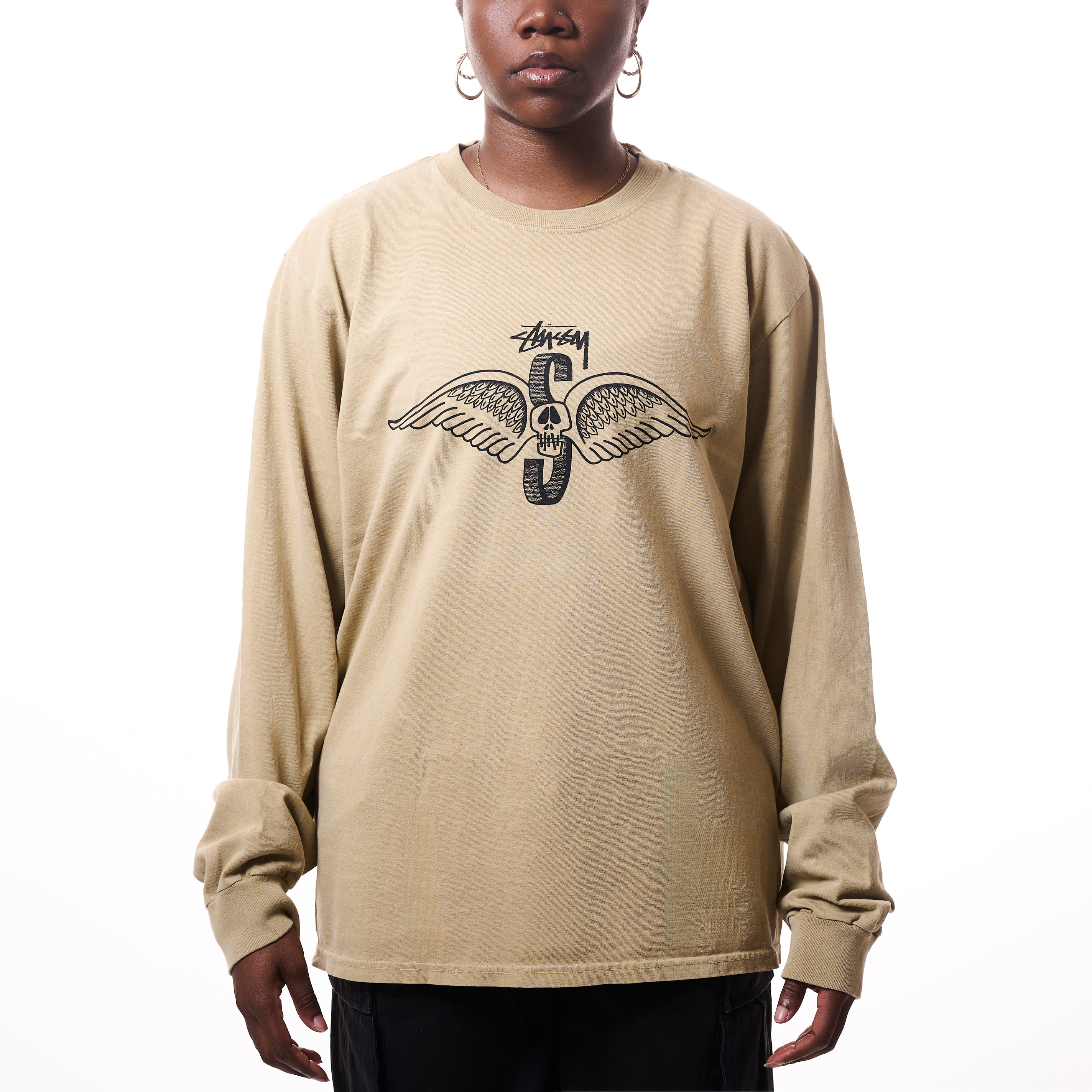トップス Stussy Skull Wings LS Tee Pigment Dyed Stüssy: Men's Skull Wings Pig. Dyed Long Sleeve T-Shirt