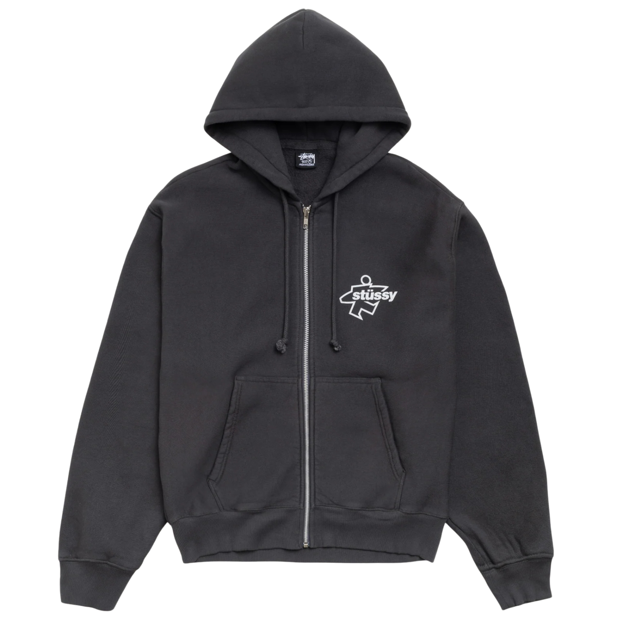 Stussy Surf Size Gar. Dyed Zip Hood Faded Black