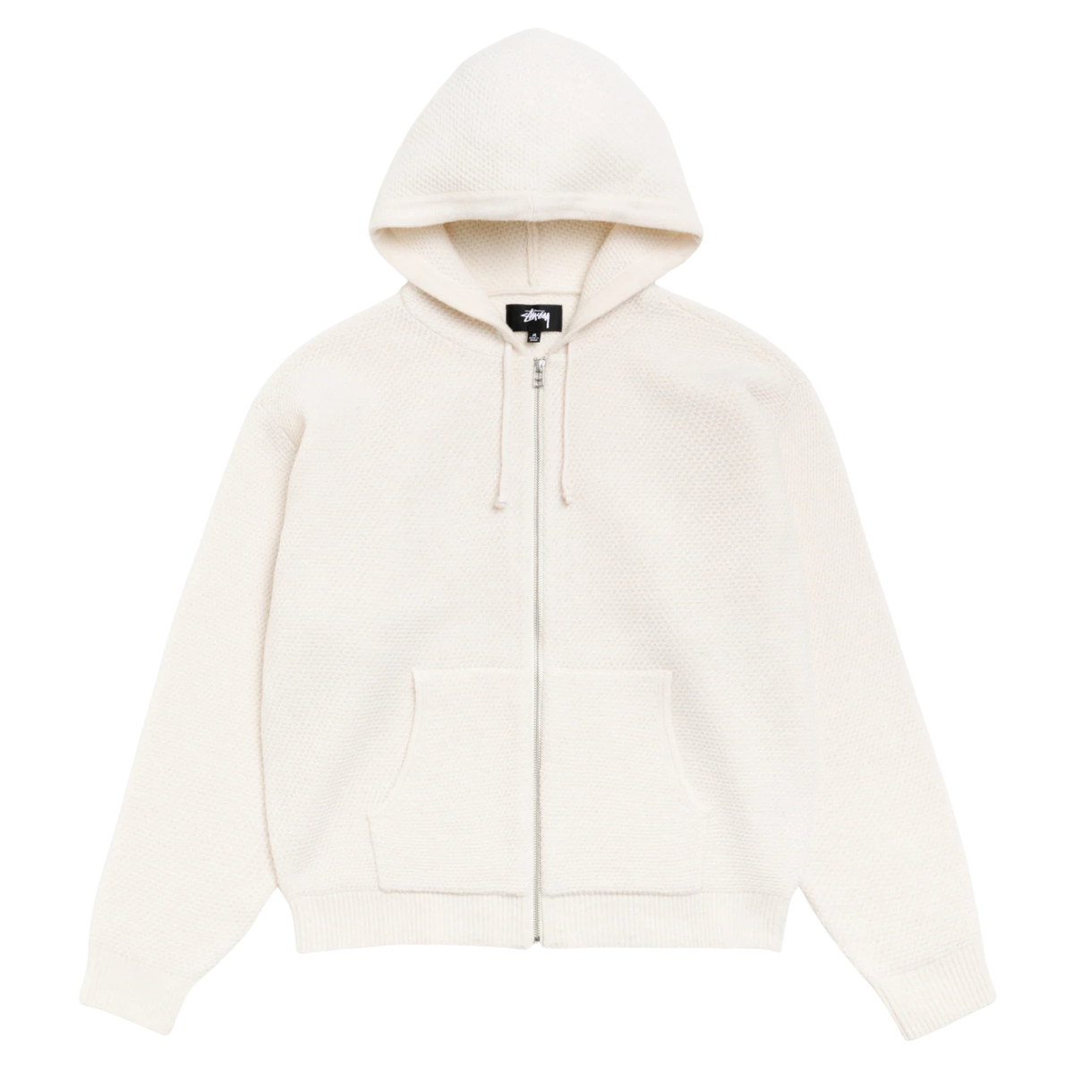 Stussy Textured Zip Hooded Sweater Bone