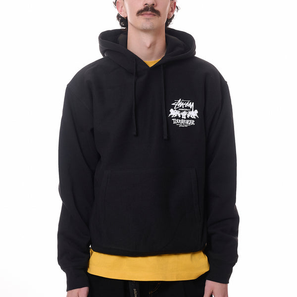 レア【STUSSY】TOUGH GEAR INTERNATIONAL HOODIE☆ロゴ フーディ Stussy Tough Gear International Hoodie Black Men's - FW24 - US