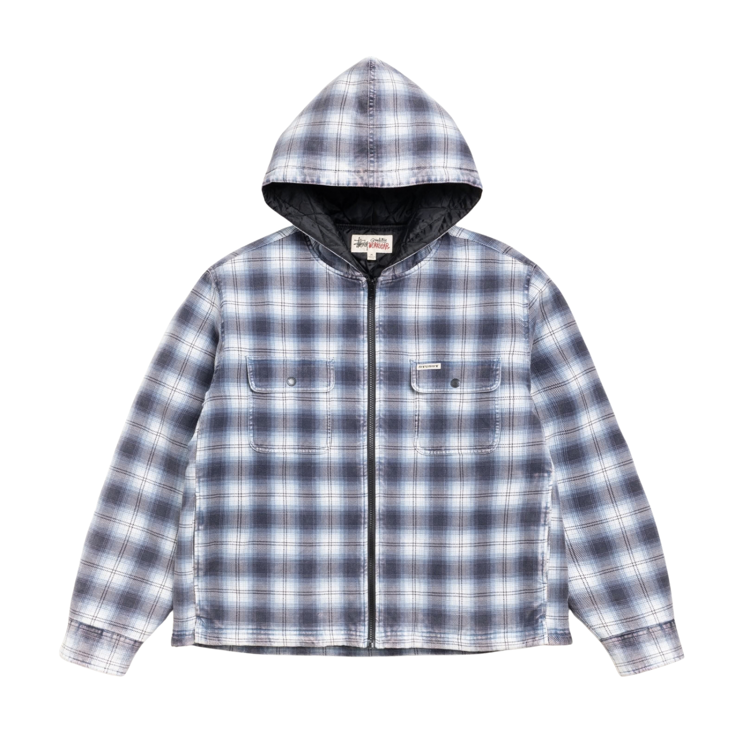 Stussy Zip Hooded Plaid Shirt Blue | Momentum - Momentum Clothing