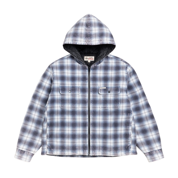 Stussy Zip Hooded Plaid Shirt Blue | Momentum - Momentum Clothing